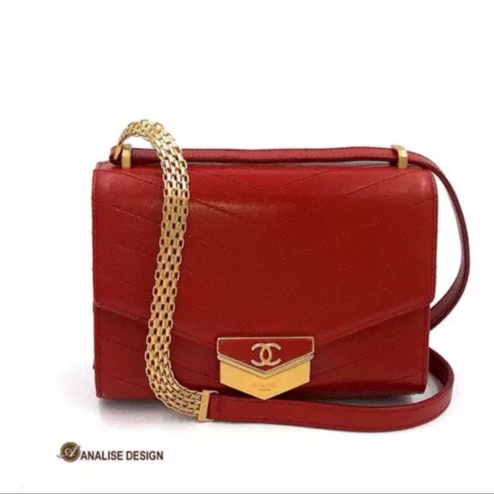 Red Chanel chevron bag